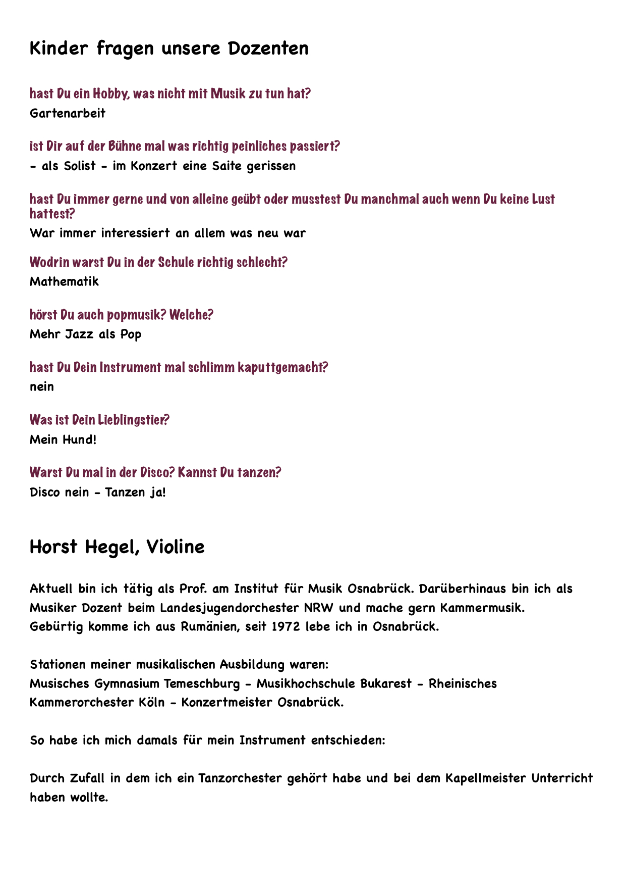 Steckbrief Horst